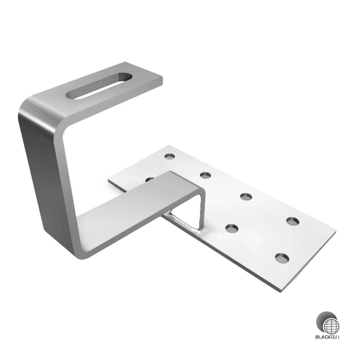 Robuster Edelstahl-Dachhaken für die sichere Montage von K2 SolidRail-Systemen auf Pfannenziegeldächern. Die präzise gefertigte Grundplatte mit Langloch ermöglicht eine zuverlässige Verschraubung direkt auf dem Schrägdach.