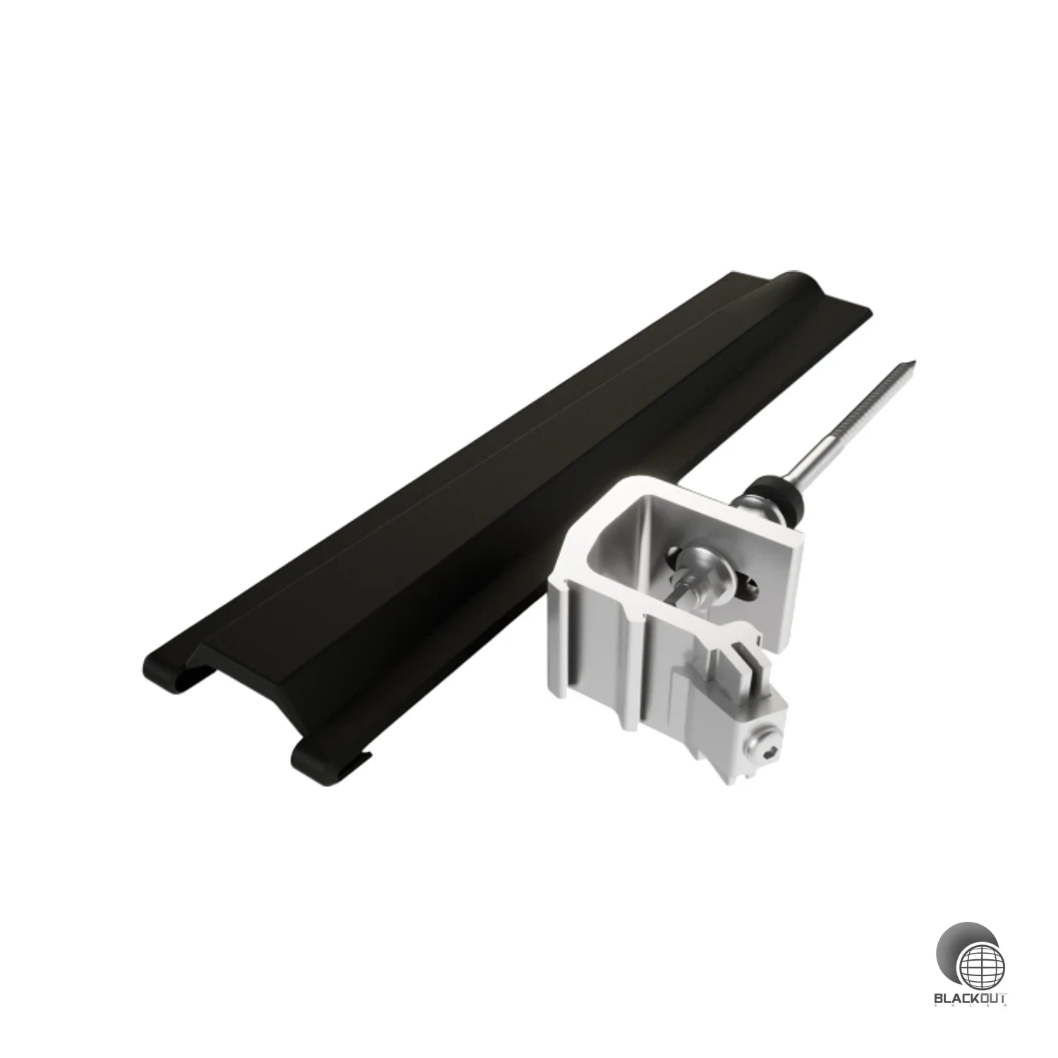 Speziell für Dachplattenwellen konzipierter Aluminium-Solarhalter aus dem PREFA Prevario Solarmontagesystem – Maß 12×350 mm, Farbe Schwarz (03 P.10), VPE 10 Stück.