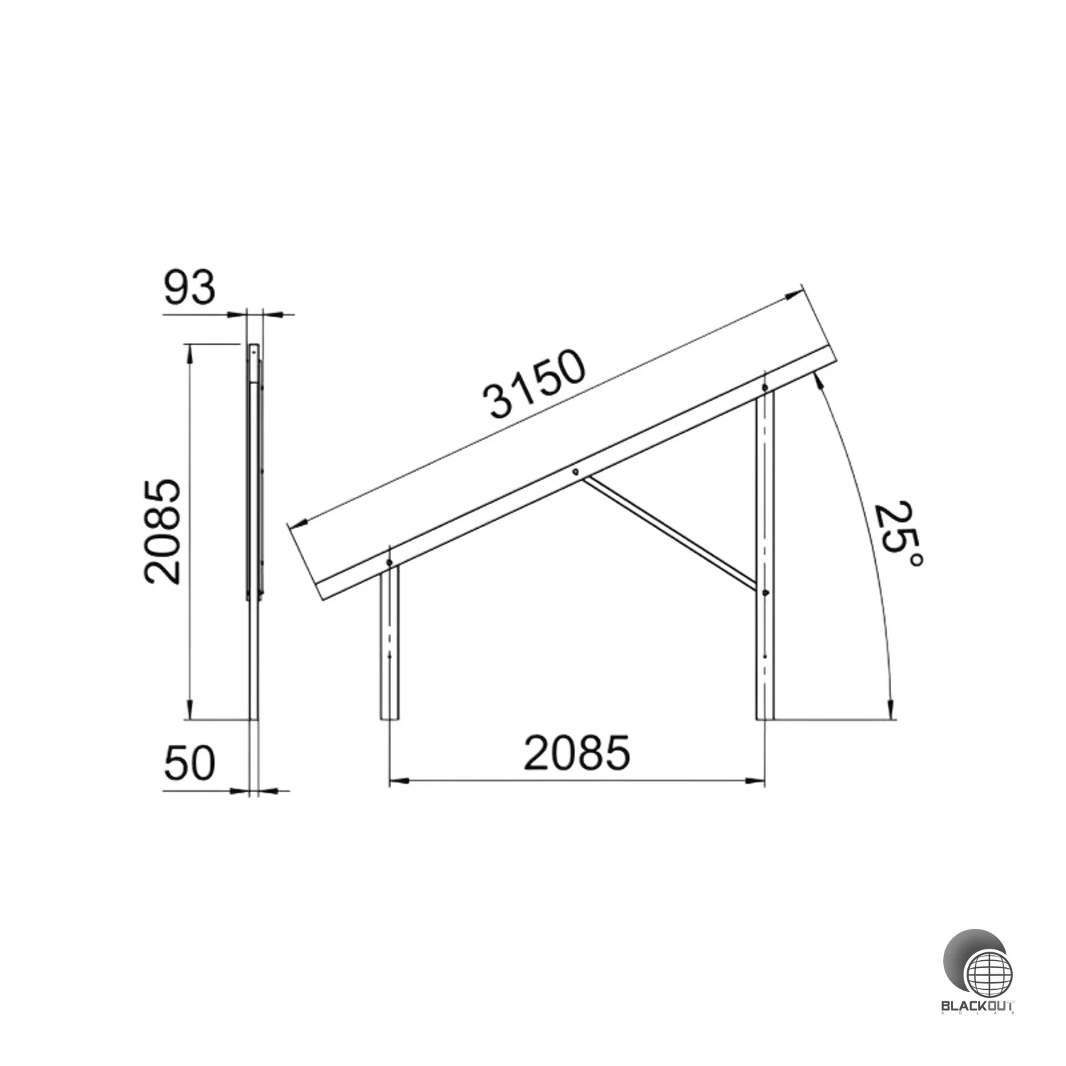 OBO Bettermann Vormontierter Träger Freiflächensystem 2898×91×2085