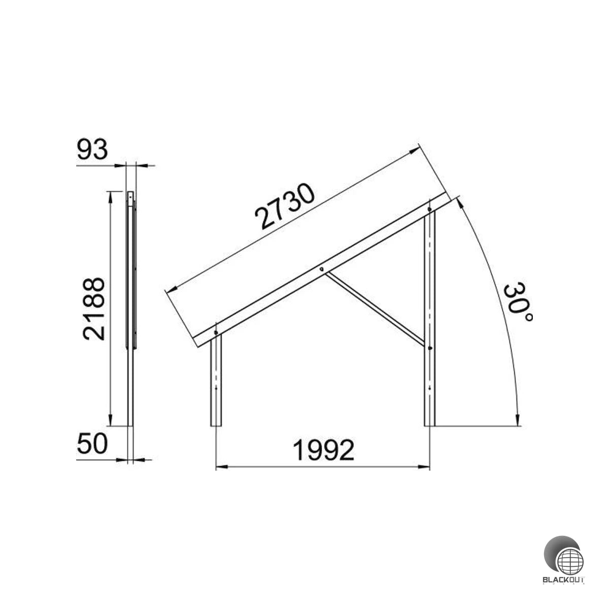 OBO Bettermann Vormontierter Träger Freiflächensystem 2732×91×2188 mm