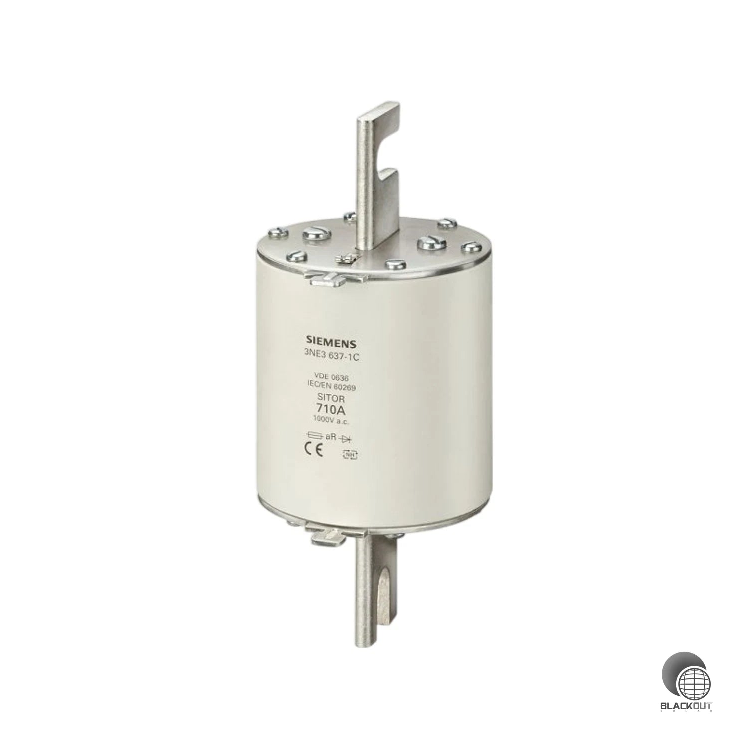 Superflinker NH3-Sicherungseinsatz mit geschlitzten Messerkontakten zum zuverlässigen Schutz von Leistungshalbleitern in anspruchsvollen AC- und DC-Anwendungen bis 1000 V.