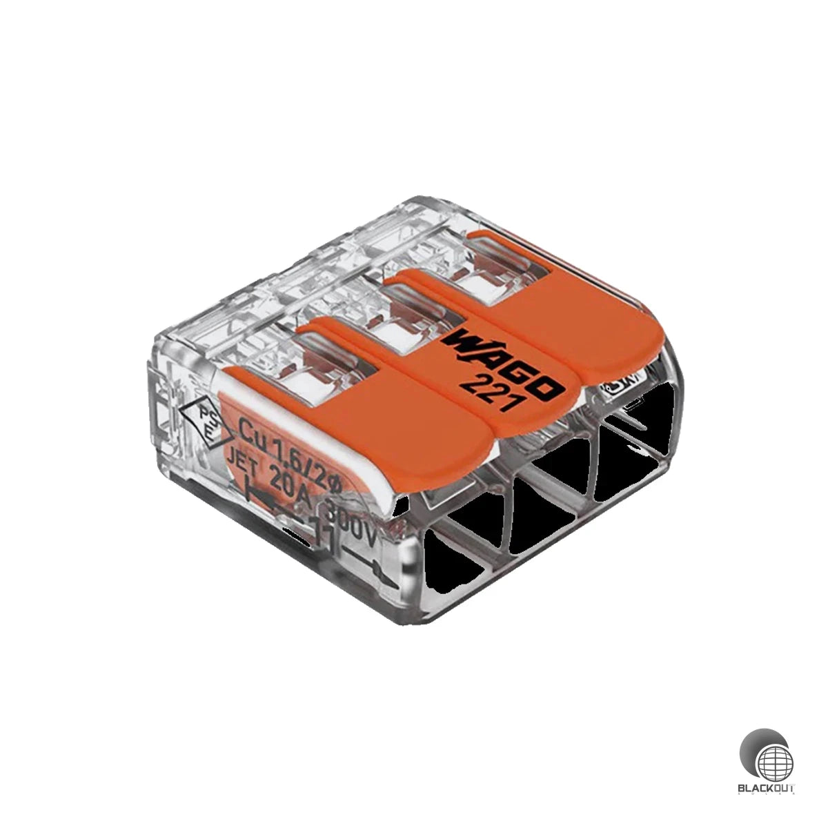 WAGO 3-Leiter Verbindungsklemme mit Hebeln, für alle Leiterarten, max. 4mm², transparent (B2B) 1