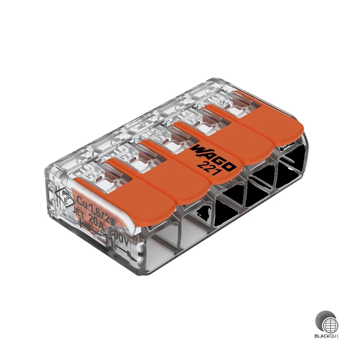 WAGO Verbindungsklemme mit Hebeln, für alle Leiterarten, max. 6mm², transparent (B2B) 1