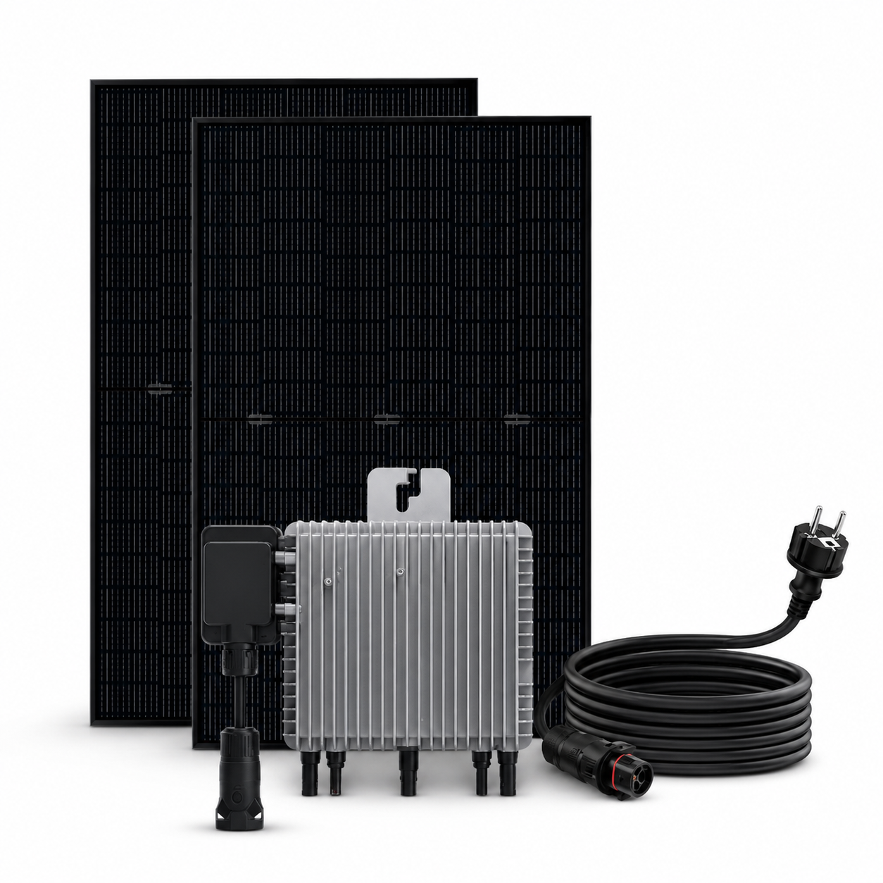 Balkonkraftwerk 910 Wp mit Deye SUN-M80G4-EU-Q0 800W & 2× Jolywood 455 W Glas-Glas Bifazial Full Black – Premium Komplettset