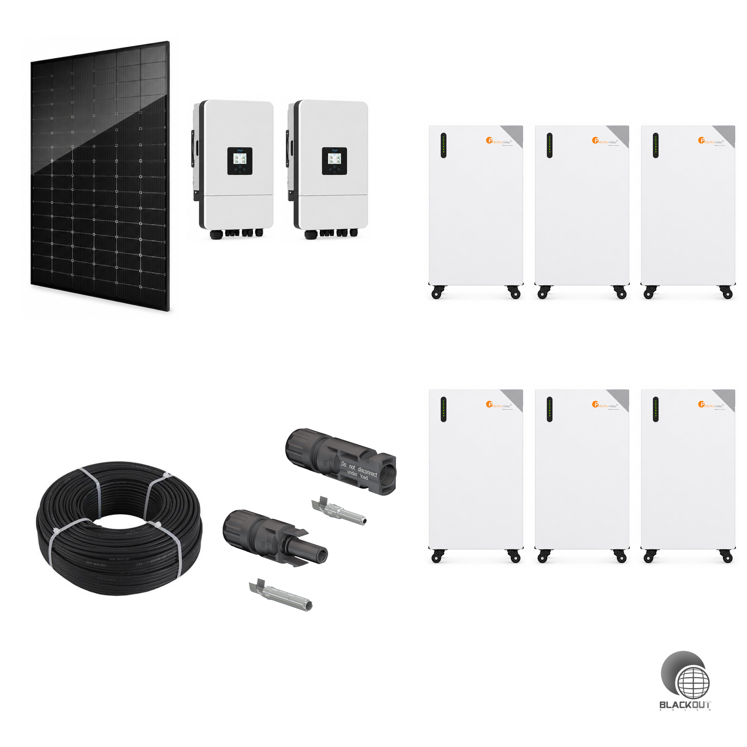 MR.Mining PV SET XL - 33,67kWp Modulleistung, 2x20KW Deye Hybrid, 96kWh Speicher