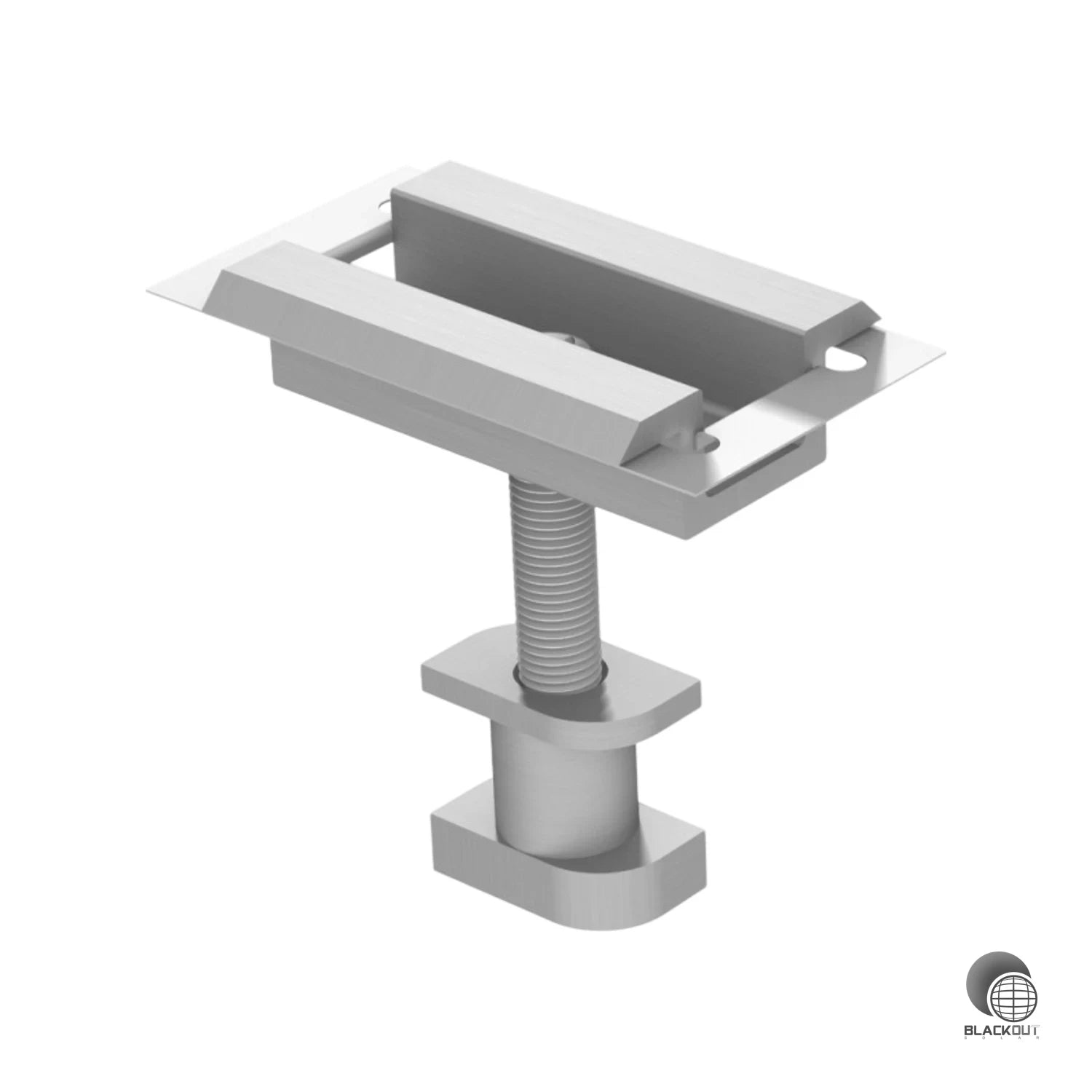 Vormontierte Mittelklemme zur schnellen und sicheren Befestigung von Solarmodulen auf der Prefa Tragschiene – ideal für eine zeitsparende Montage auf dem Dach.