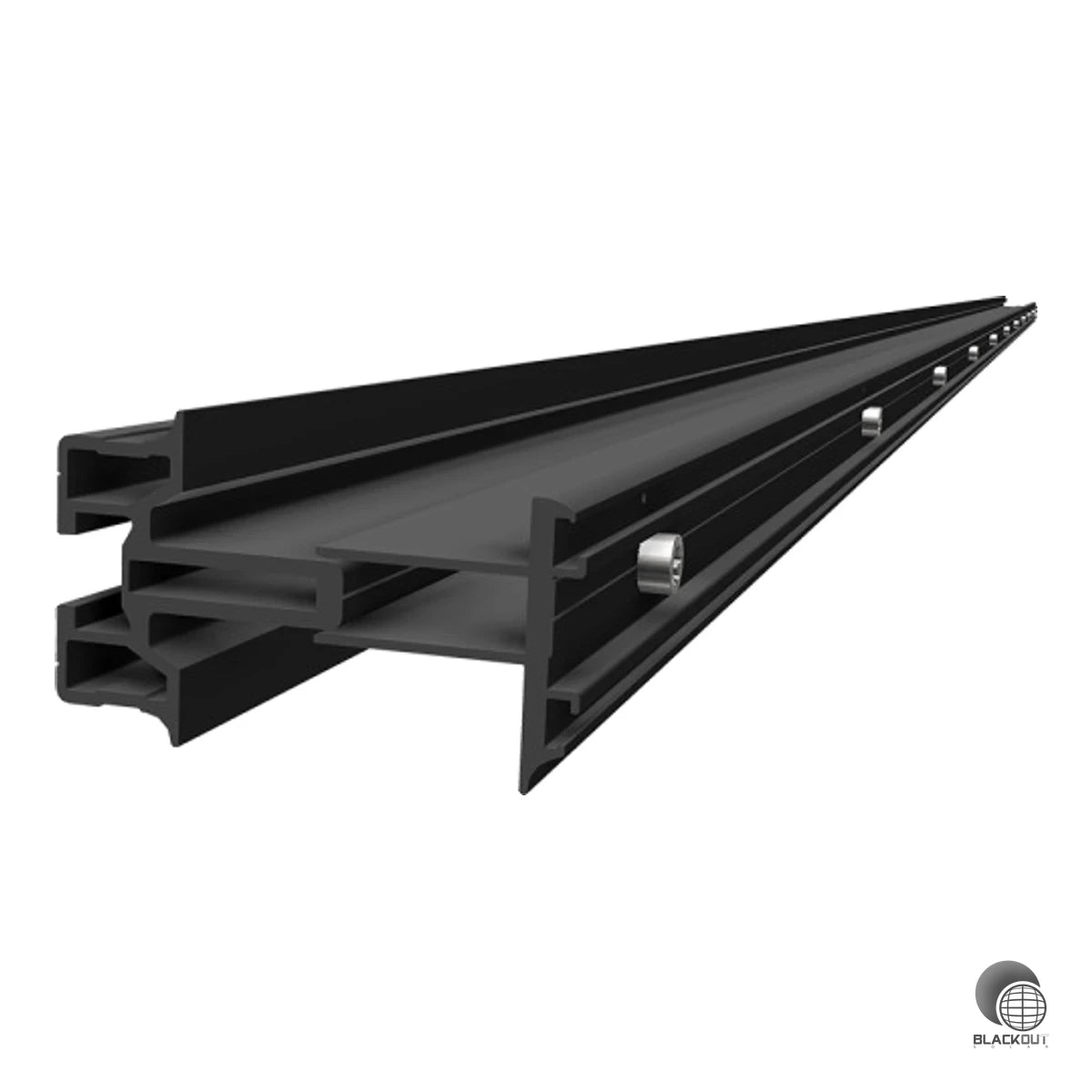 Komplett vormontiertes Mittelprofil für die Wandmontage von Solarmodulen als Teil des SL Rack Energy Wall Systems — kombiniertes Einlege- und Klemmprofil aus schwarz eloxiertem Aluminium mit variablem Klemmbereich von 28–50 mm.