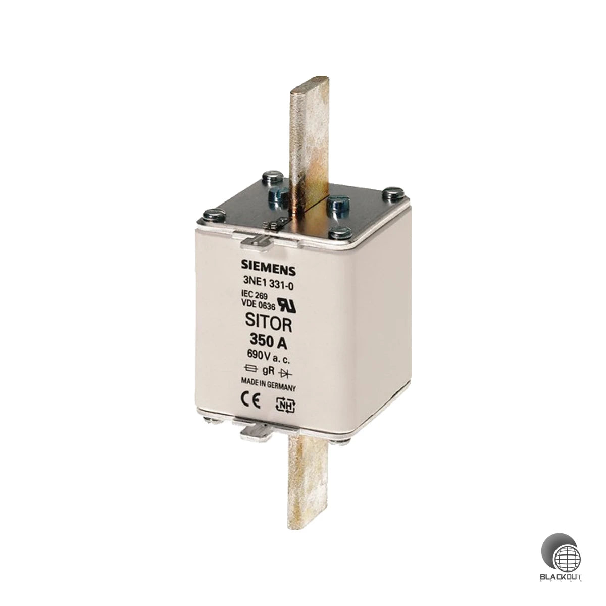 Superflinker Halbleiterschutz-Sicherungseinsatz der SENTRON-Serie für zuverlässige Absicherung von Stromrichtern und Leistungshalbleitern in industriellen Anlagen bis 500 A.