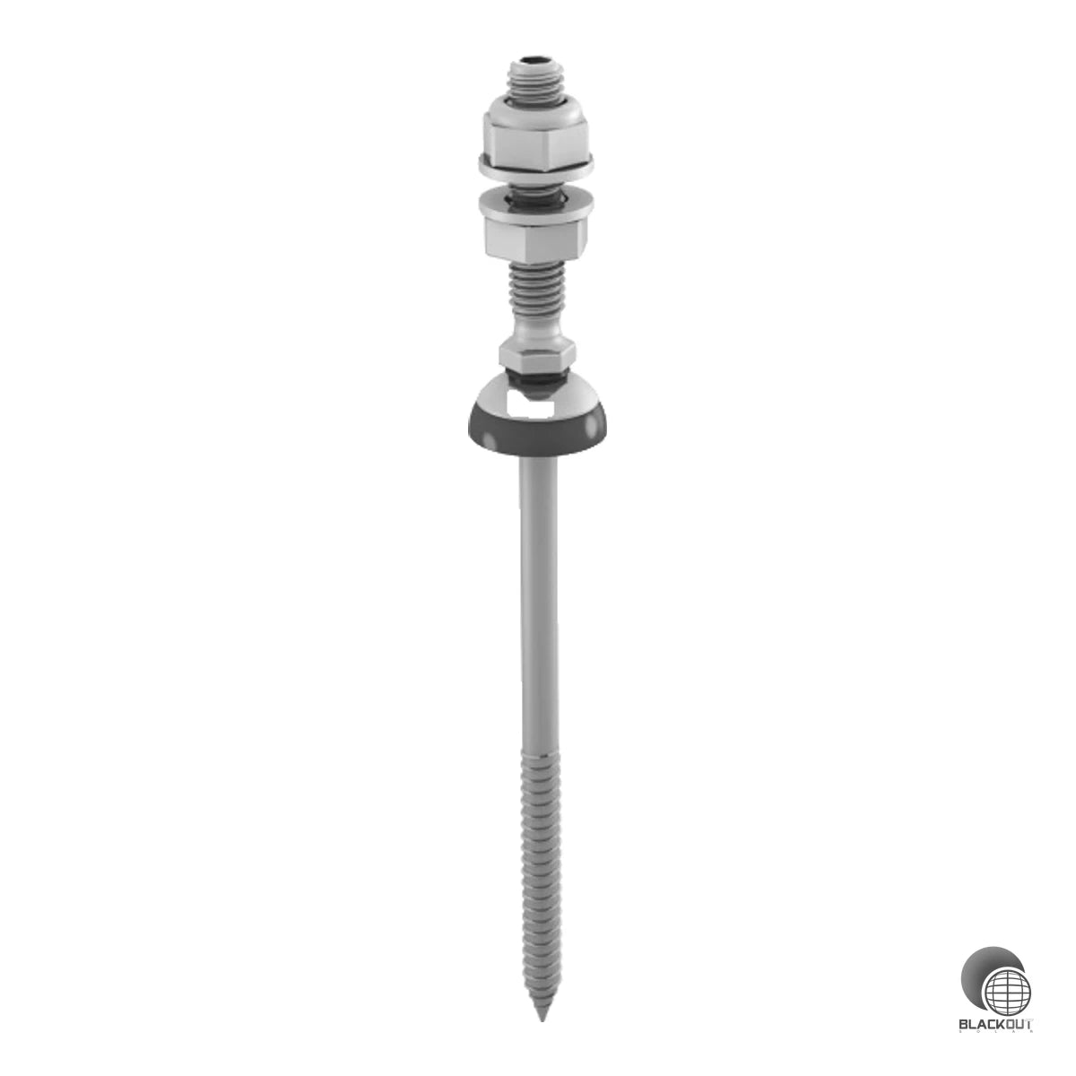Robuster Solarbefestiger M8×150 / M10×50 aus Edelstahl A2 mit Faserzement-Dichtung – ideal für die sichere Verankerung von K2 Systems Komponenten auf Wellblech- und Wellfaserzementdächern.