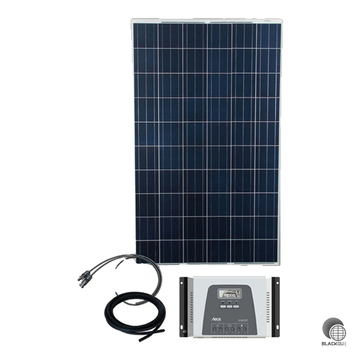 Komplett-Inselanlage mit 24 Solarmodulen, zwei MPPT-Solarladereglern und allem Installationszubehör für eine zuverlässige autarke Stromversorgung – ideal für Häuser und gewerbliche Anwendungen ohne Netzanschluss.