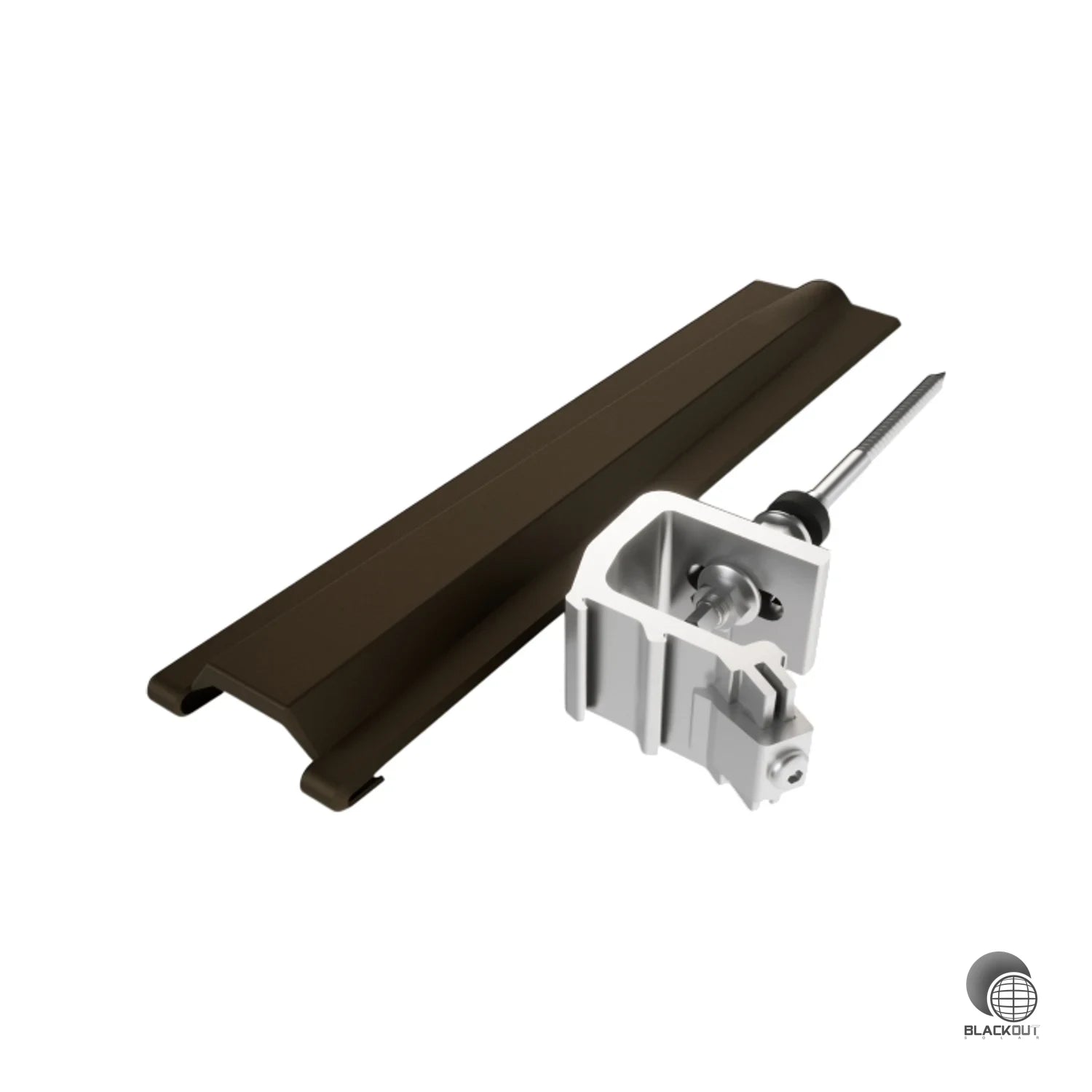 Aluminium-Solarhalter aus dem PREVARIO Solarmontagesystem von Prefa — speziell für Dachplattenwellen konzipiert und passend für Schrägdachmontage in steingrauer Ausführung.