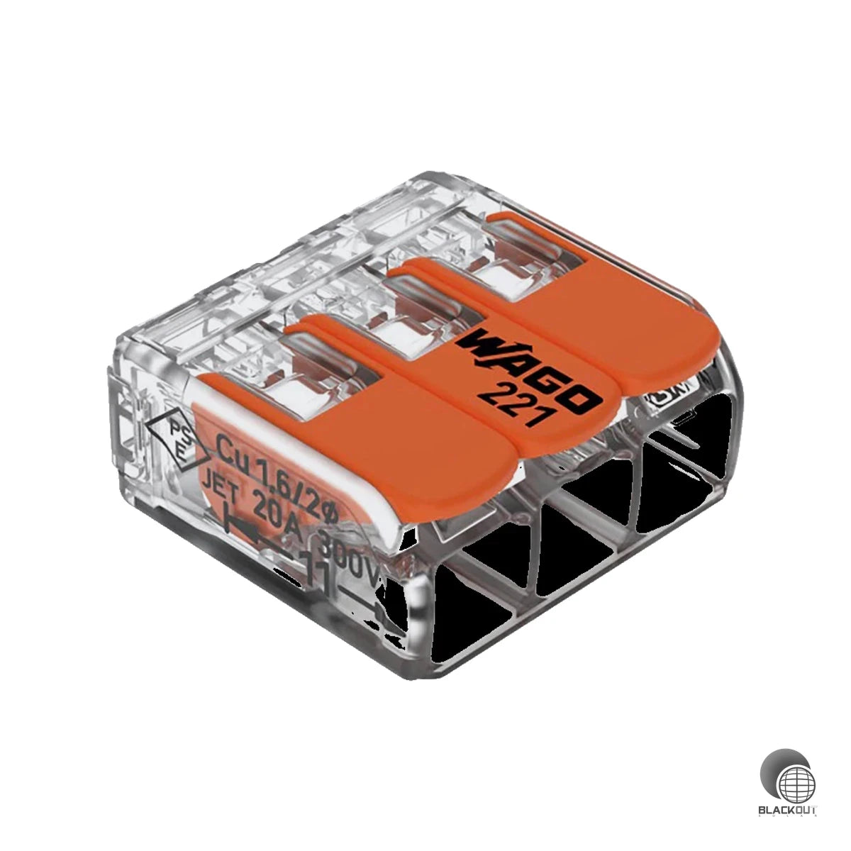 WAGO 3-Leiter Verbindungsklemme mit Hebeln, für alle Leiterarten, max. 4mm², transparent (B2B) 2